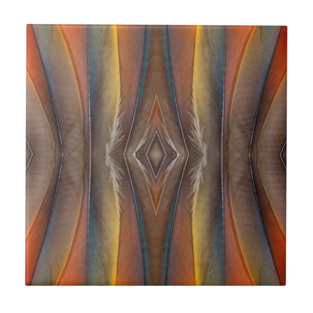 Scarlet Macaw feather design Tile (Front)