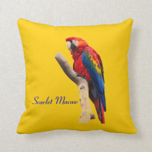 Scarlet Macaw Gold Throw Cushion
