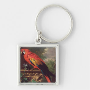 Scarlet Macaw in a Landscape (oil on canvas) Keychain