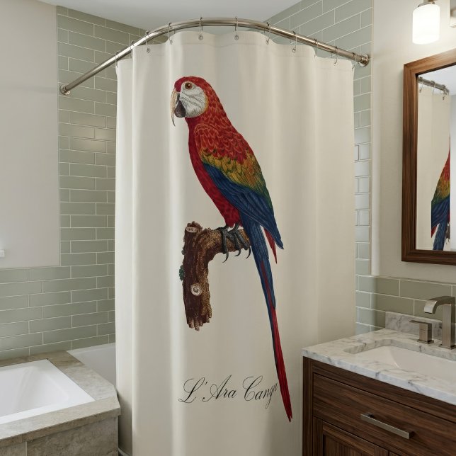 Scarlet Macaw or Red-Breasted Macaw, Ara macao (Scarlet Macaw or Red-Breasted Macaw, Ara macao. Shower Curtain)