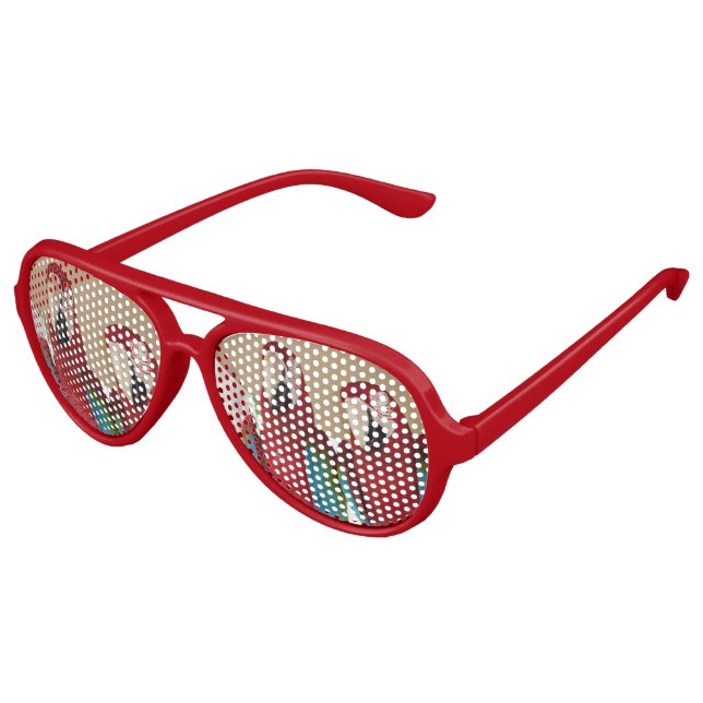 Scarlet Macaw Pair Tropical Pattern Illustration Aviator Sunglasses (Angled)