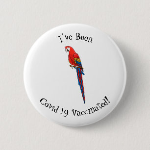 Scarlet macaw parrot cartoon illustration 2 inch round button