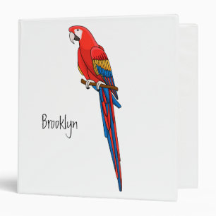 Scarlet macaw parrot cartoon illustration binder