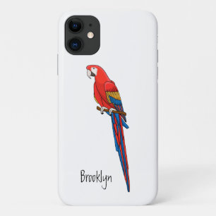 Scarlet macaw parrot cartoon illustration iPhone 11 case