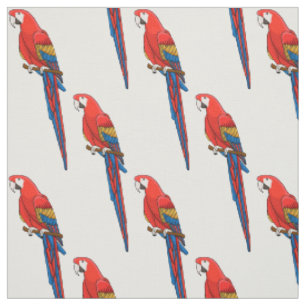 Scarlet macaw parrot cartoon illustration fabric