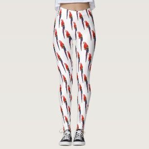 Scarlet macaw parrot cartoon illustration leggings