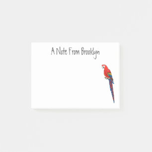 Scarlet macaw parrot cartoon illustration post-it notes