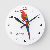 Scarlet macaw parrot cartoon illustration