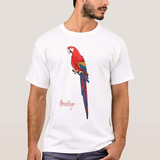 Scarlet macaw parrot cartoon illustration T-Shirt (Front)