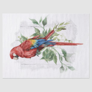 Scarlet Macaw Parrot Eucalyptus Watercolor Tissue Paper