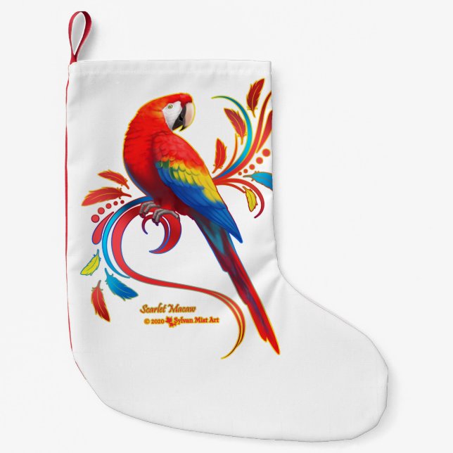 Scarlet Macaw Small Christmas Stocking (Front)