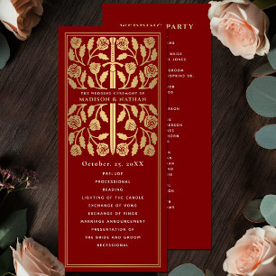 Scarlet Medieval Gold Sword Royal Wedding Program