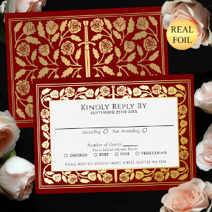 Scarlet Medieval Gold Sword Royal Wedding RSVP