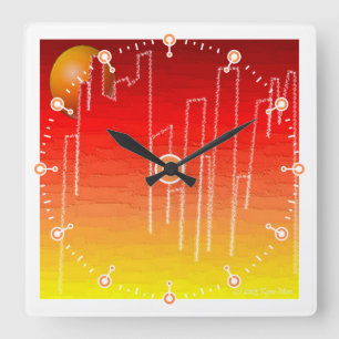 Scarlet Night Square Clock