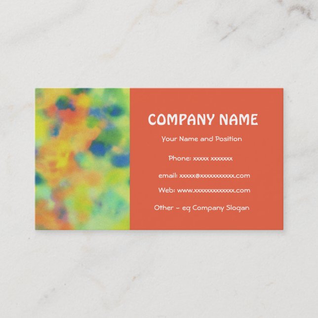 Scarlet, Orange, Green, Royal Blue Business Card (Front)