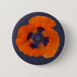 Scarlet Orange Poppy 1 2 Inch Round Button