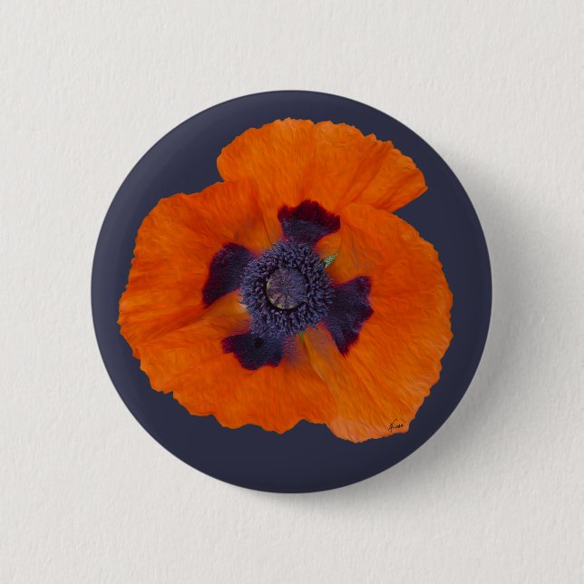 Scarlet Orange Poppy 1 2 Inch Round Button (Front)