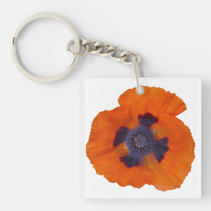 Scarlet Orange Poppy 1 Keychain
