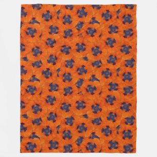 Scarlet Orange Poppy Seamless Pattern Fleece Blanket