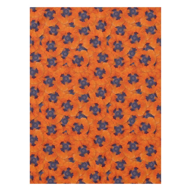 Scarlet Orange Poppy Seamless Pattern Tablecloth (Front)