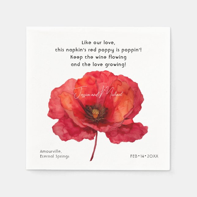  Scarlet Petal Elegance  Napkin (Front)