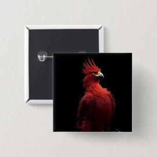 Scarlet Phoenix Sits Proudly 2 Inch Square Button