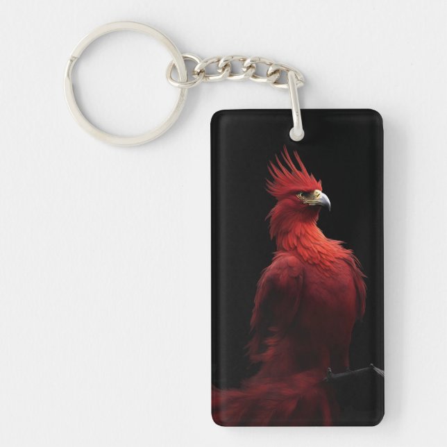 Scarlet Phoenix Sits Proudly Keychain (Front)