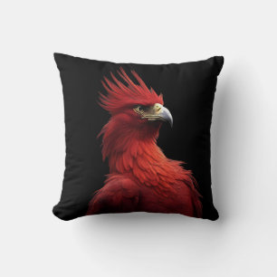 Scarlet Phoenix Sits Proudly Throw Pillow