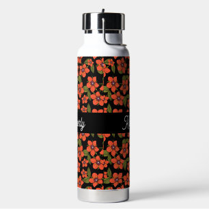 Scarlet Pimpernel Watercolor Monogram Name Water Bottle