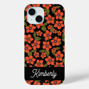 Scarlet Pimpernel Watercolor Name iPhone 15 Case