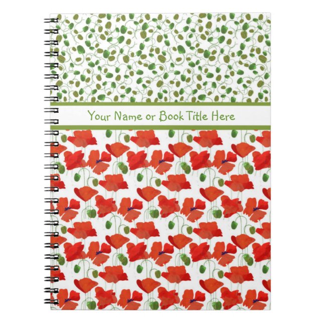 Scarlet Poppies and Buds Spiral Notebook, Journal (Front)