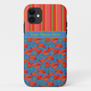 Scarlet Poppies and Stripes iPhone 5/5s Case