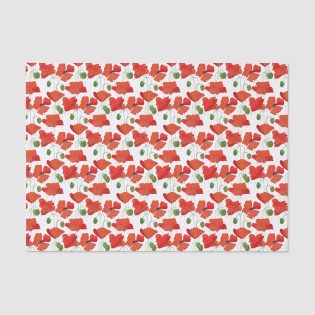 Scarlet Poppies Floral Pattern to Customize Tissue Paper (Front)
