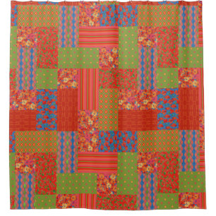 Scarlet Poppies Patterns Nostalgic Faux Patchwork