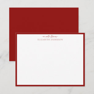 Scarlet Red 'A Note From' Classic Border Note Card