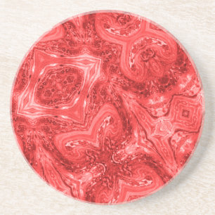 Scarlet red abstract modern art Round Coaster