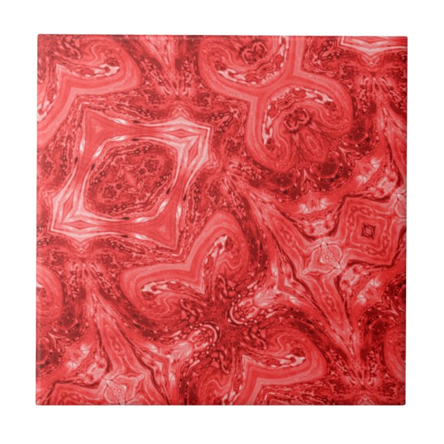 Scarlet red abstract modern art tile (Front)