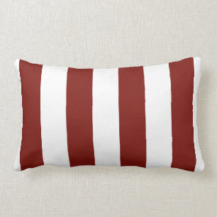 Scarlet Red and White Bold Vertical Stripes Lumbar Pillow