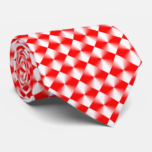 Scarlet Red and White Modern Plaid Pattern Tie