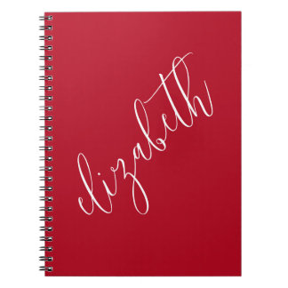 Scarlet Red and White Script Font Simple Elegant Notebook