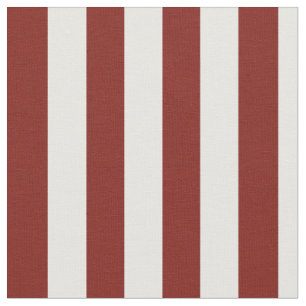 Scarlet Red and White Vertical Stripes Fabric
