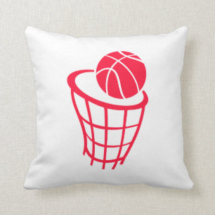 Scarlet Red Basketball Throw Pillow