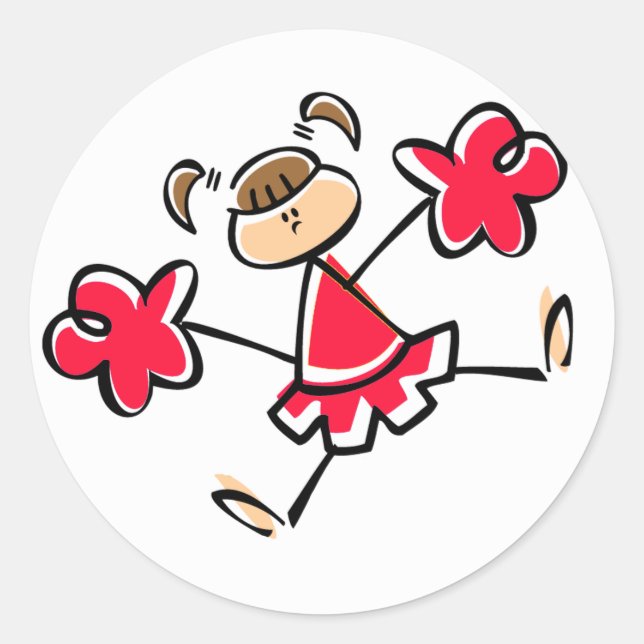 Scarlet Red Cheerleader Classic Round Sticker (Front)