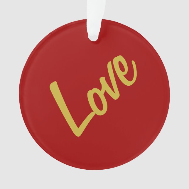 Scarlet Red Gold Colours Love Wedding Calligraphy Ornament (Front)