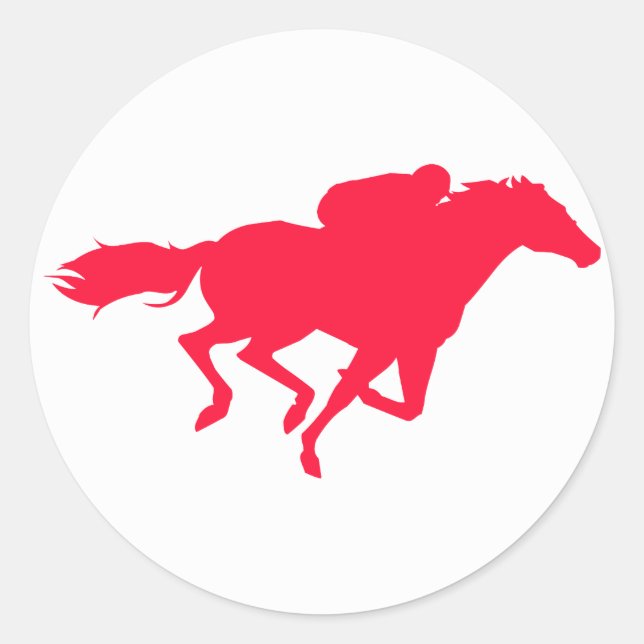 Scarlet Red Horse Racing Classic Round Sticker (Front)