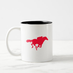 Scarlet Red Horse Racing Two-Tone Coffee Mug