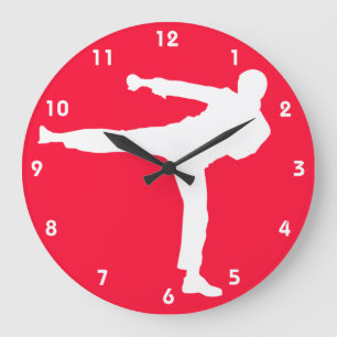 Scarlet Red Martial Arts Large Clock