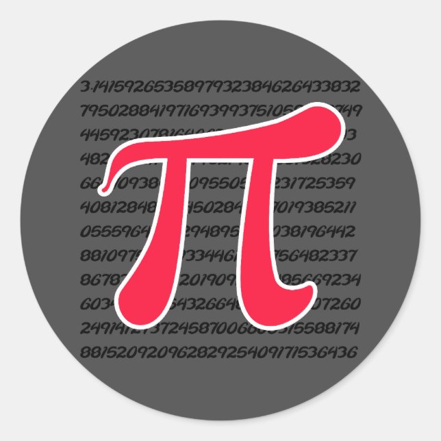 Scarlet Red Pi Symbol Classic Round Sticker (Front)