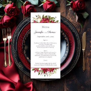 Scarlet Red Poinsettia Floral Wedding Menu