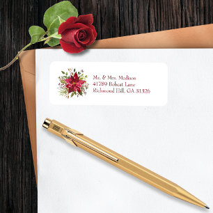 Scarlet Red Poinsettia Florals Return Address